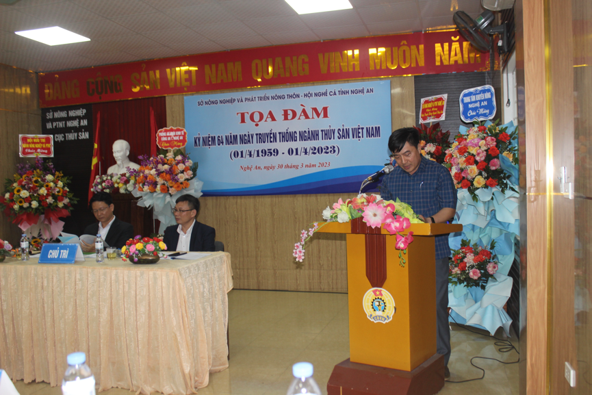 Đồng chí Lê Văn Hướng - Phó chi cục Trưởng Chi cục Thuỷ sản phát động khai thác vụ cá nam 2023